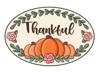 Thumbnail for Thankful Oval Plaque 22" Wood Door Hanger - PCD-W-219-DH