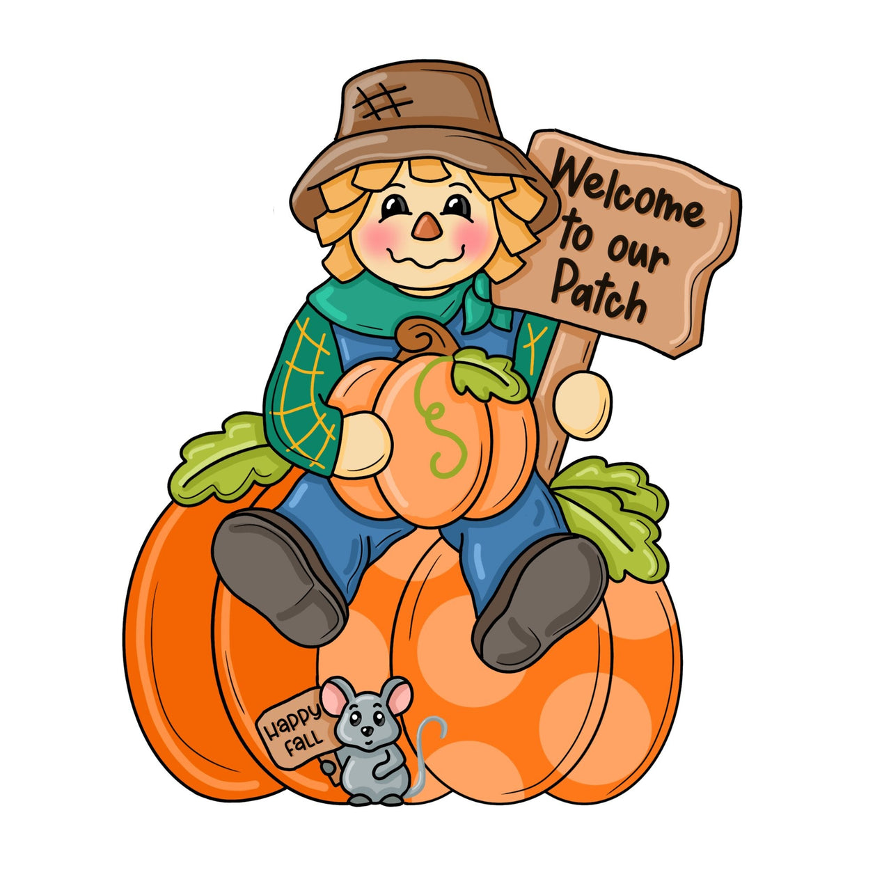 Welcome To Our Patch Scarecrow 22" Wood Door Hanger - PCD-W-220-DH