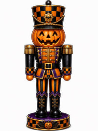Thumbnail for Pumpkin Nutcracker Halloween 32" Wood Door Hanger - PS-W-0001-DH-32
