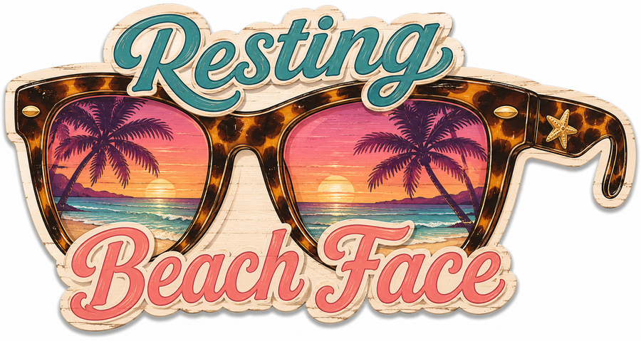 Resting Beach Face Beach 12" Wood Wreath Sign - PS-W-0004