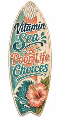 Thumbnail for Surf Board Beach 12" Wood Wreath Sign - PS-W-0006