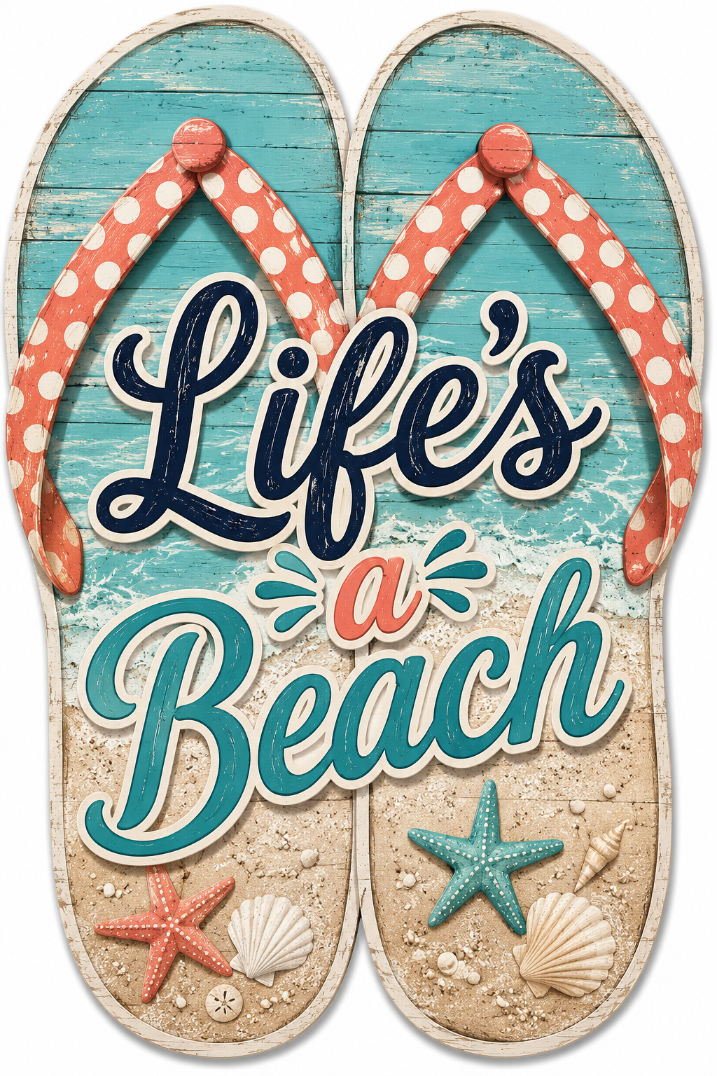 Lifes a Beach Flip Flop 12" Wood Wreath Sign - PS-W-0011