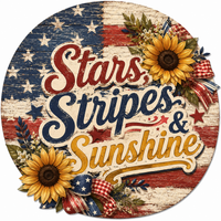 Thumbnail for Stars Stripes and Sunshine 12" Wood Wreath Sign - PS-W-0013