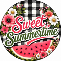 Thumbnail for Sweet Summertime Watermelon 12" Wood Wreath Sign - PS-W-0015