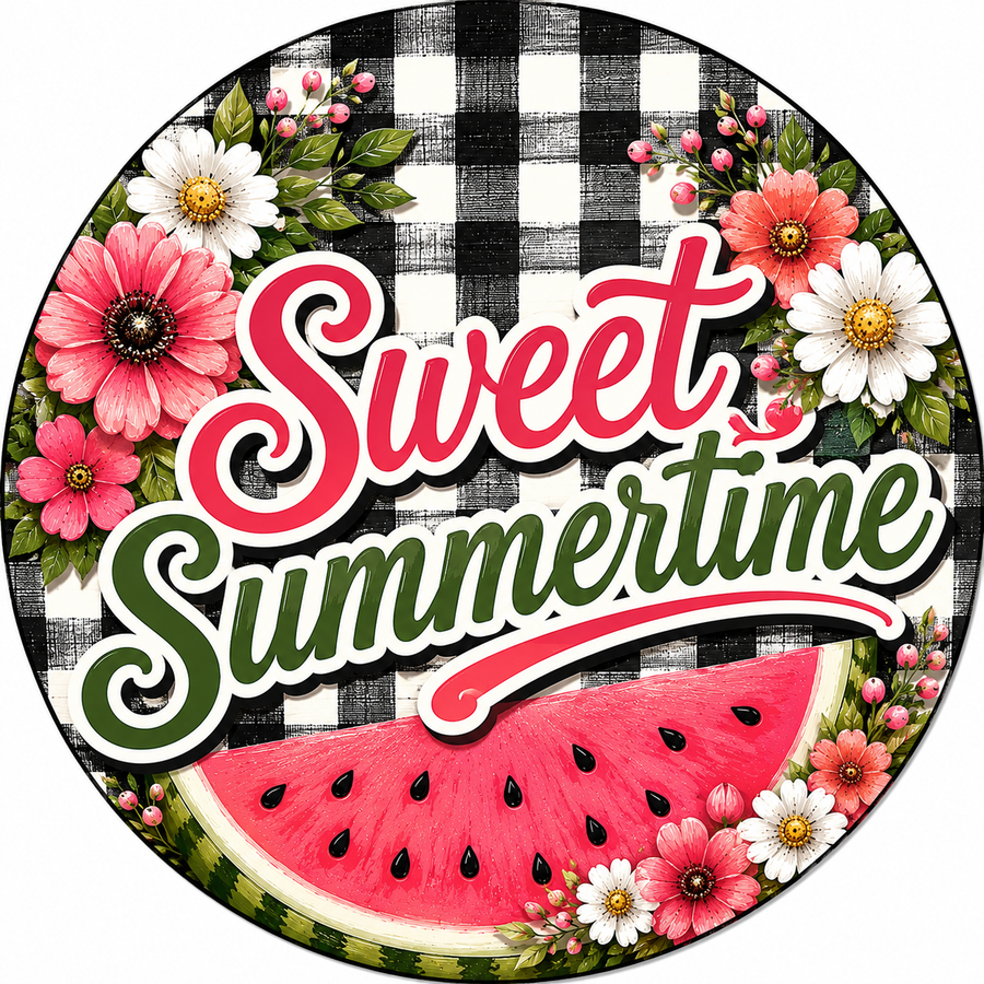 Sweet Summertime Watermelon 12" Wood Wreath Sign - PS-W-0015