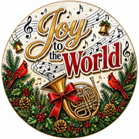 Thumbnail for Joy to the World 12" Wood Wreath Sign - PS-W-0075