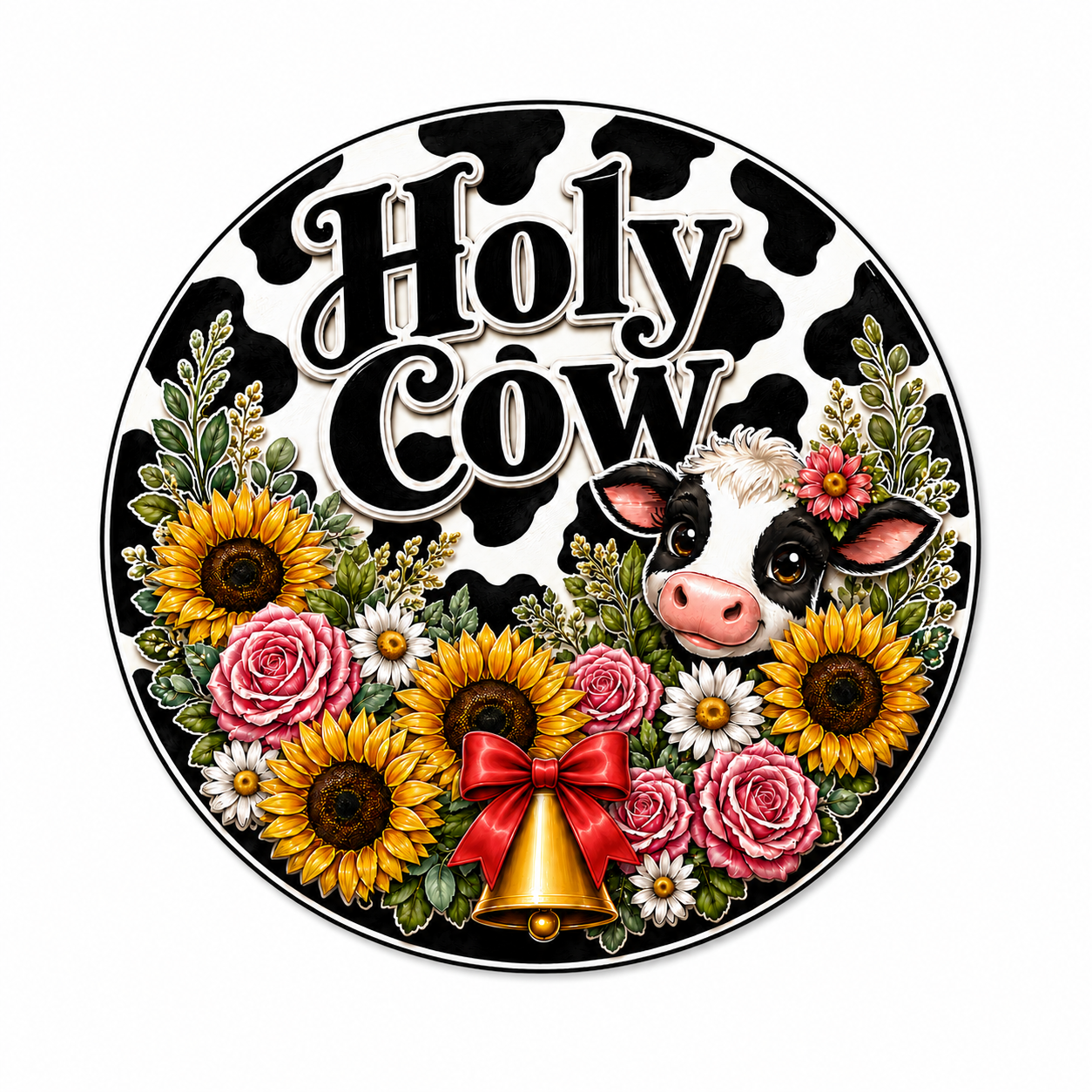 Holy Cow 12" Wood Wreath Sign - PS-W-0077