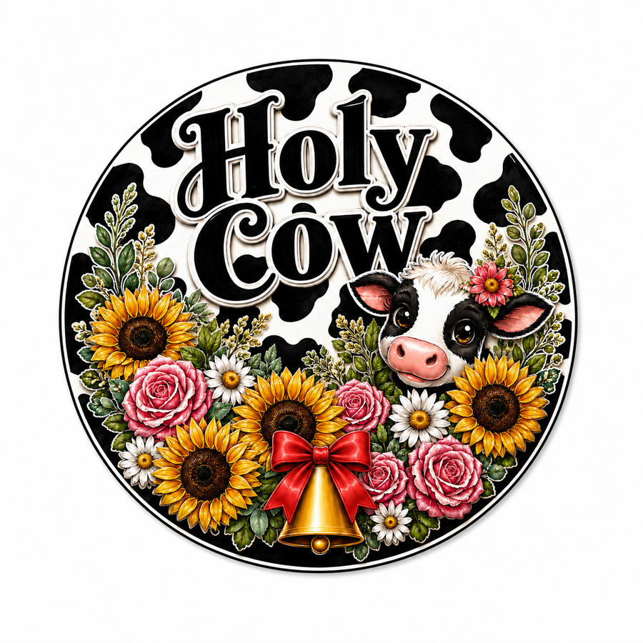 Holy Cow 12" Wood Wreath Sign - PS-W-0077