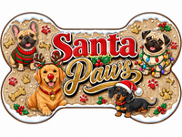 Thumbnail for Santa Paws Dog Bone 12" Wood Wreath Sign - PS-W-0087