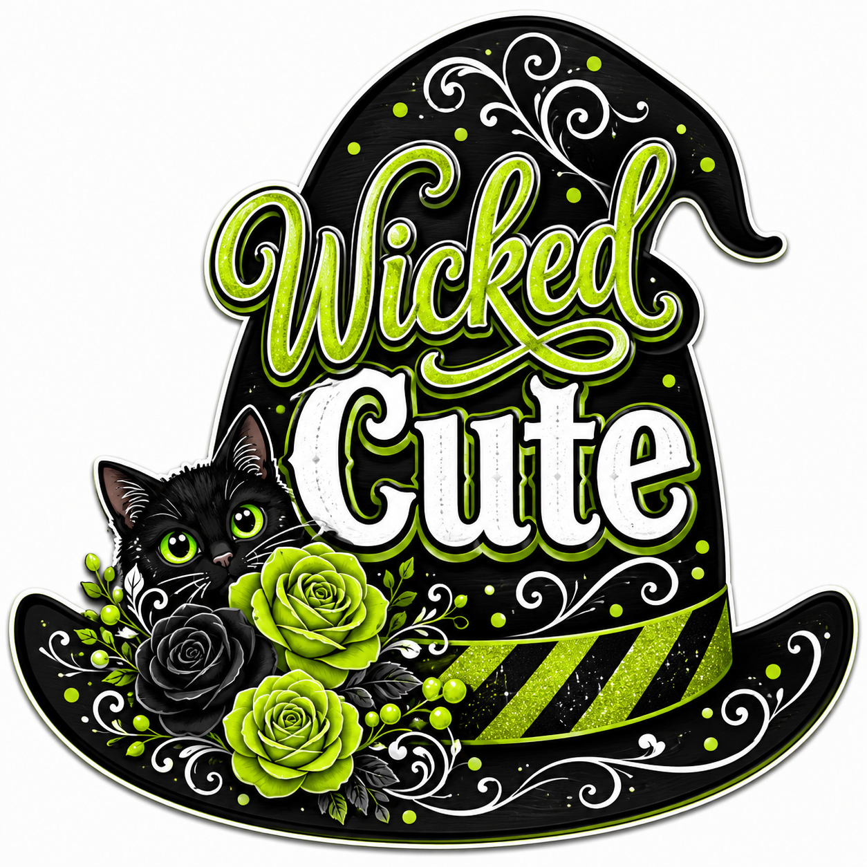 Wicked Cute Witch Hat 12" Wood Wreath Sign - PS-W-0090