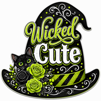 Thumbnail for Wicked Cute Witch Hat 12" Wood Wreath Sign - PS-W-0090