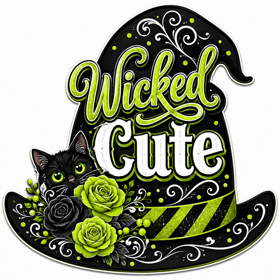 Wicked Cute Witch Hat 12" Wood Wreath Sign - PS-W-0090