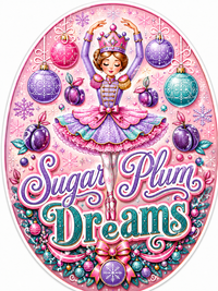 Thumbnail for Sugar Plum Dreams Oval 12" Wood Wreath Sign - PS-W-0097