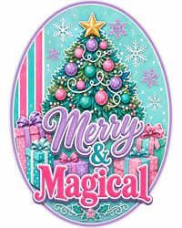 Thumbnail for Merry and Magical Pastel Oval 12" Wood Wreath Sign - PS-W-0101
