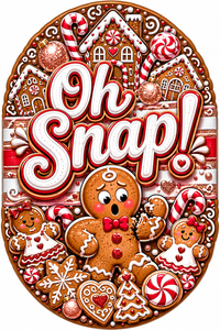 Thumbnail for Oh Snap Gingerbread Oval 12" Wood Wreath Sign - PS-W-0103