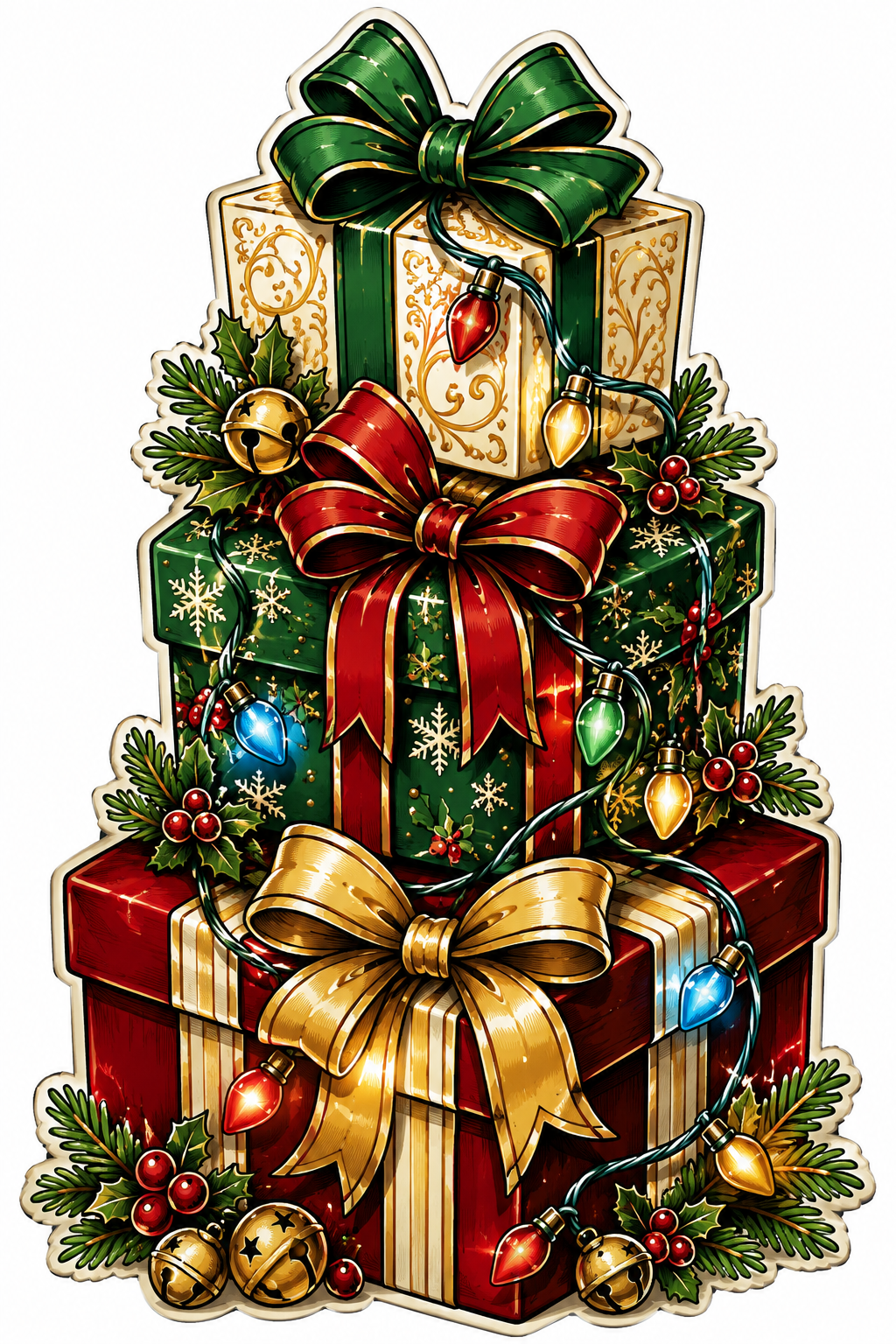 Stacked Christmas Gifts 30" Wood Door Hanger - PS-W-0104-DH-30