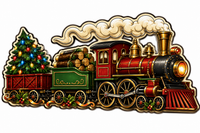 Thumbnail for Vintage Christmas Train 30" Wood Door Hanger - PS-W-0105-DH-30