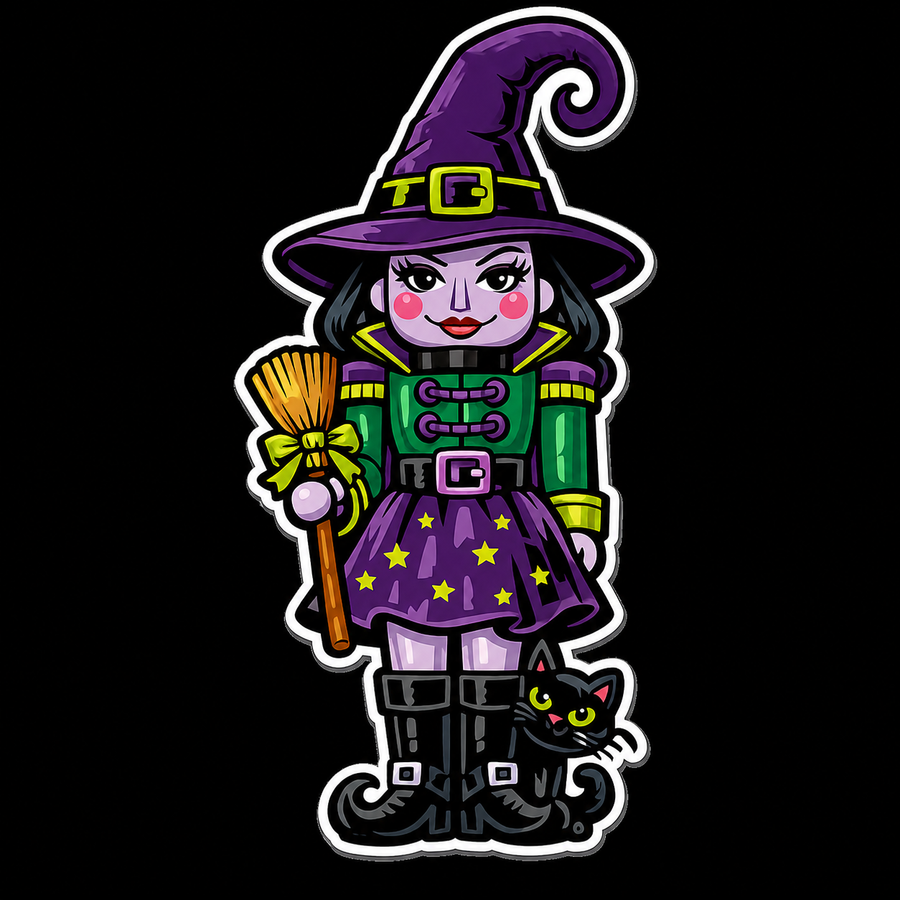 Witch Nutcracker 14" Wood Wreath Sign - PS-W-0109