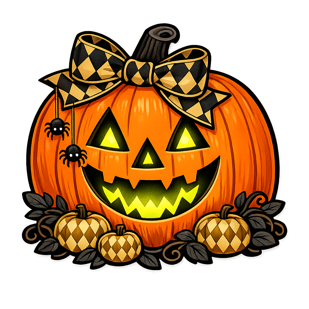 Harlequin Jack o' Lantern 12" Wood Wreath Sign - PS-W-0111