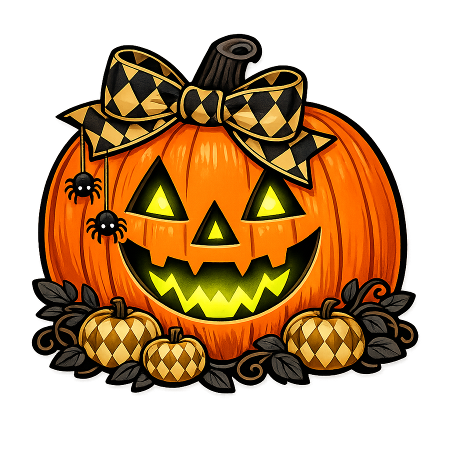 Harlequin Jack o' Lantern 12" Wood Wreath Sign - PS-W-0111