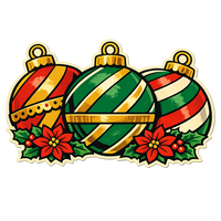 Thumbnail for Striped Christmas Ornaments 12" Wood Wreath Sign - PS-W-0113
