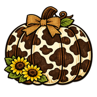 Thumbnail for Cow Print Pumpkin 12" Wood Wreath Sign - PS-W-0114