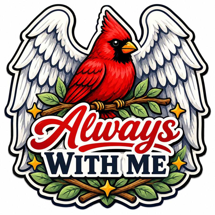 Always With Me Cardinal Memorial 12" Wood Wreath Sign - PS-W-0115
