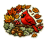 Thumbnail for Autumn Cardinal 12" Wood Wreath Sign - PS-W-0116