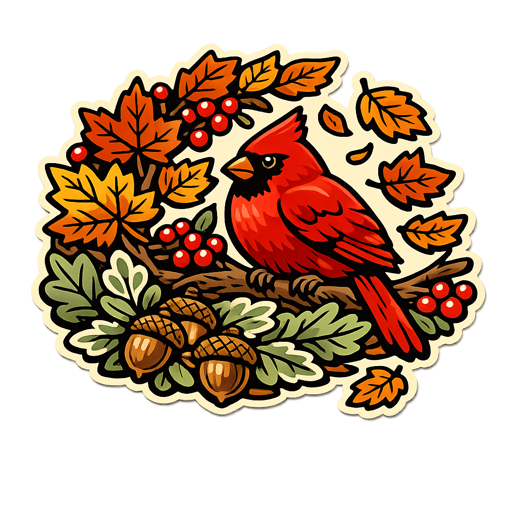 Autumn Cardinal 12" Wood Wreath Sign - PS-W-0116