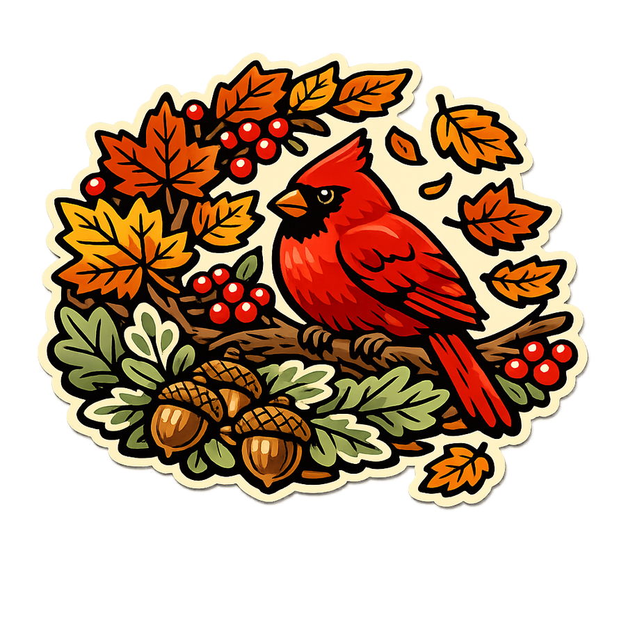 Autumn Cardinal 12" Wood Wreath Sign - PS-W-0116