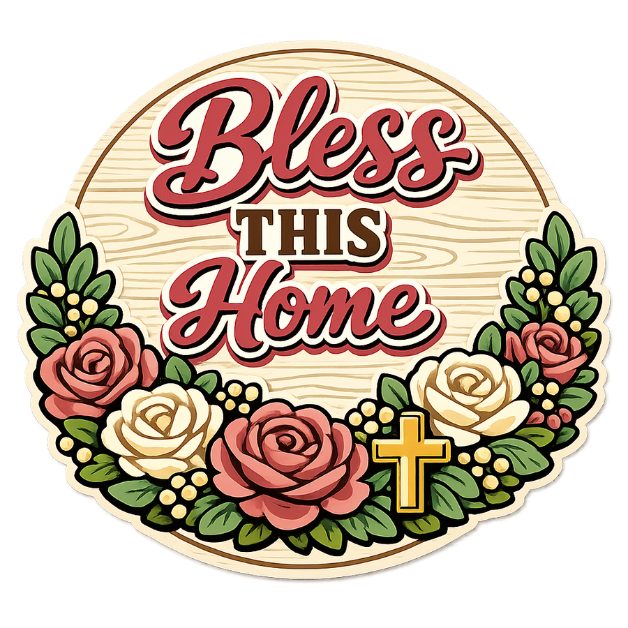 Bless This Home 12" Wood Wreath Sign - PS-W-0118