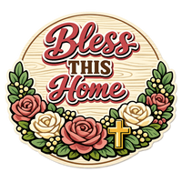 Thumbnail for Bless This Home 12" Wood Wreath Sign - PS-W-0118