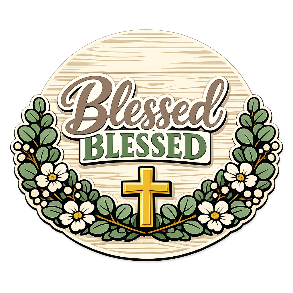 Blessed Cross 12" Wood Wreath Sign - PS-W-0119