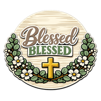 Thumbnail for Blessed Cross 12" Wood Wreath Sign - PS-W-0119