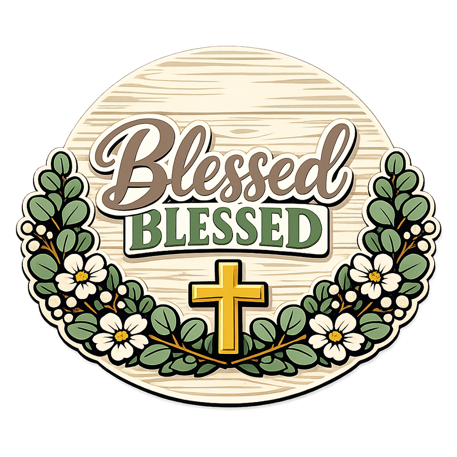 Blessed Cross 12" Wood Wreath Sign - PS-W-0119