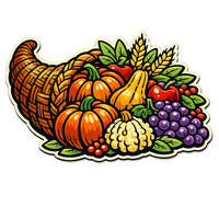 Thumbnail for Cornucopia Thanksgiving 12" Wood Wreath Sign - PS-W-0122