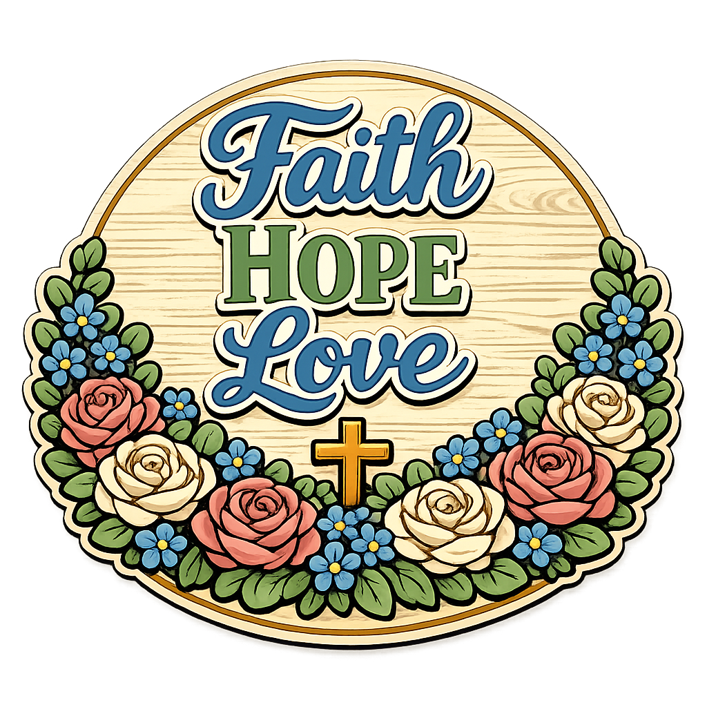 Faith Hope Love 12" Wood Wreath Sign - PS-W-0125