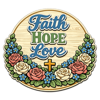 Thumbnail for Faith Hope Love 12" Wood Wreath Sign - PS-W-0125