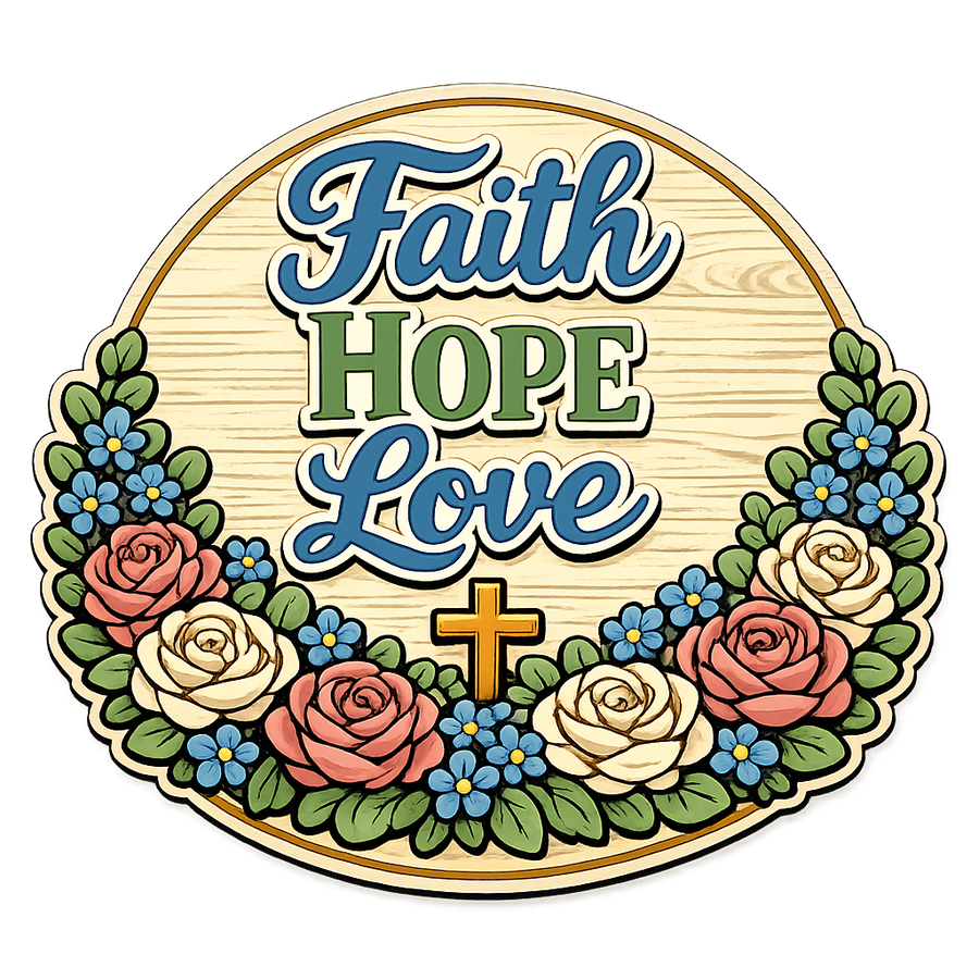Faith Hope Love 12" Wood Wreath Sign - PS-W-0125