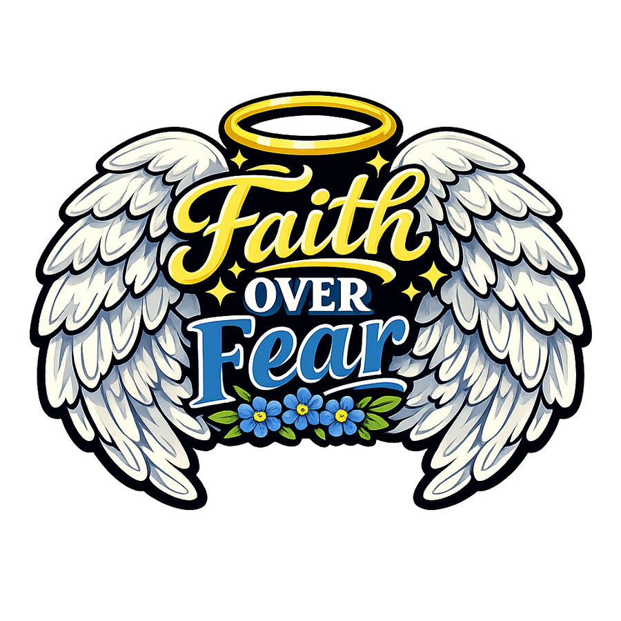 Faith Over Fear Angel Wings 12" Wood Wreath Sign - PS-W-0126