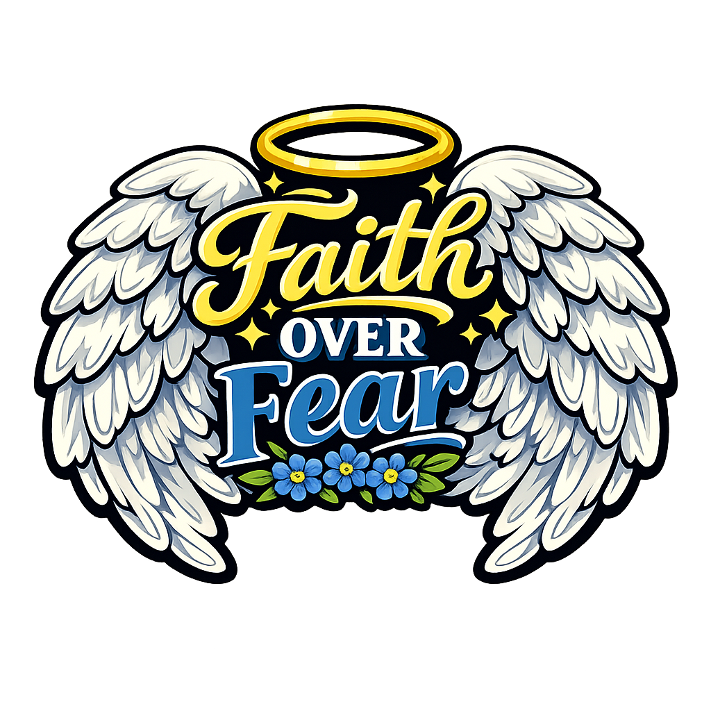 Faith Over Fear Angel Wings 12" Wood Wreath Sign - PS-W-0126