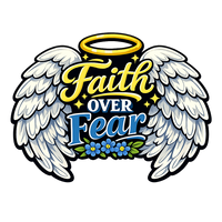 Thumbnail for Faith Over Fear Angel Wings 12" Wood Wreath Sign - PS-W-0126