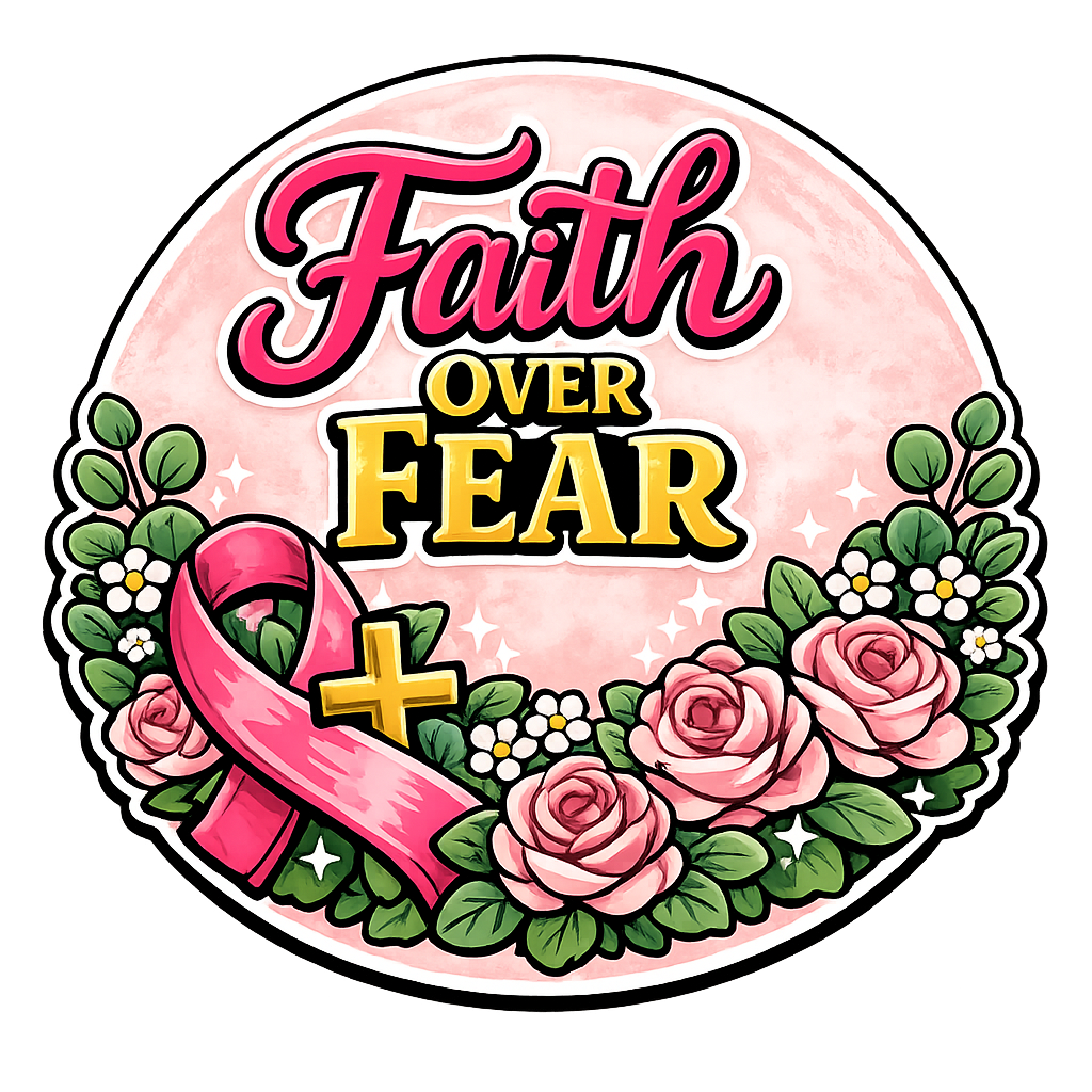 Faith Over Fear Pink Ribbon 12" Wood Wreath Sign - PS-W-0127