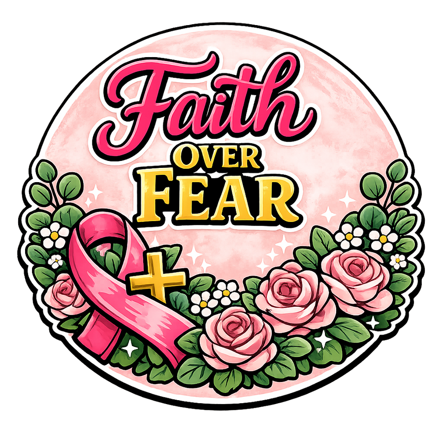 Faith Over Fear Pink Ribbon 12" Wood Wreath Sign - PS-W-0127
