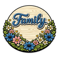 Thumbnail for Family 12" Wood Wreath Sign - PS-W-0129
