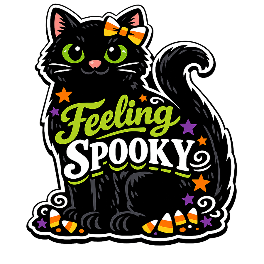 Feeling Spooky Black Cat Halloween 12" Wood Wreath Sign - PS-W-0130