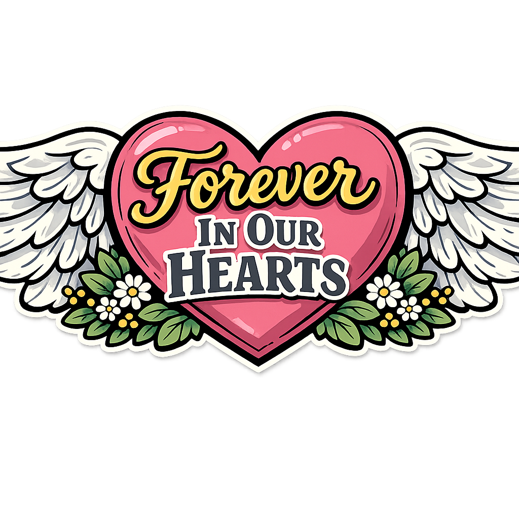 Forever In Our Hearts Wings Memorial 12" Wood Wreath Sign - PS-W-0132