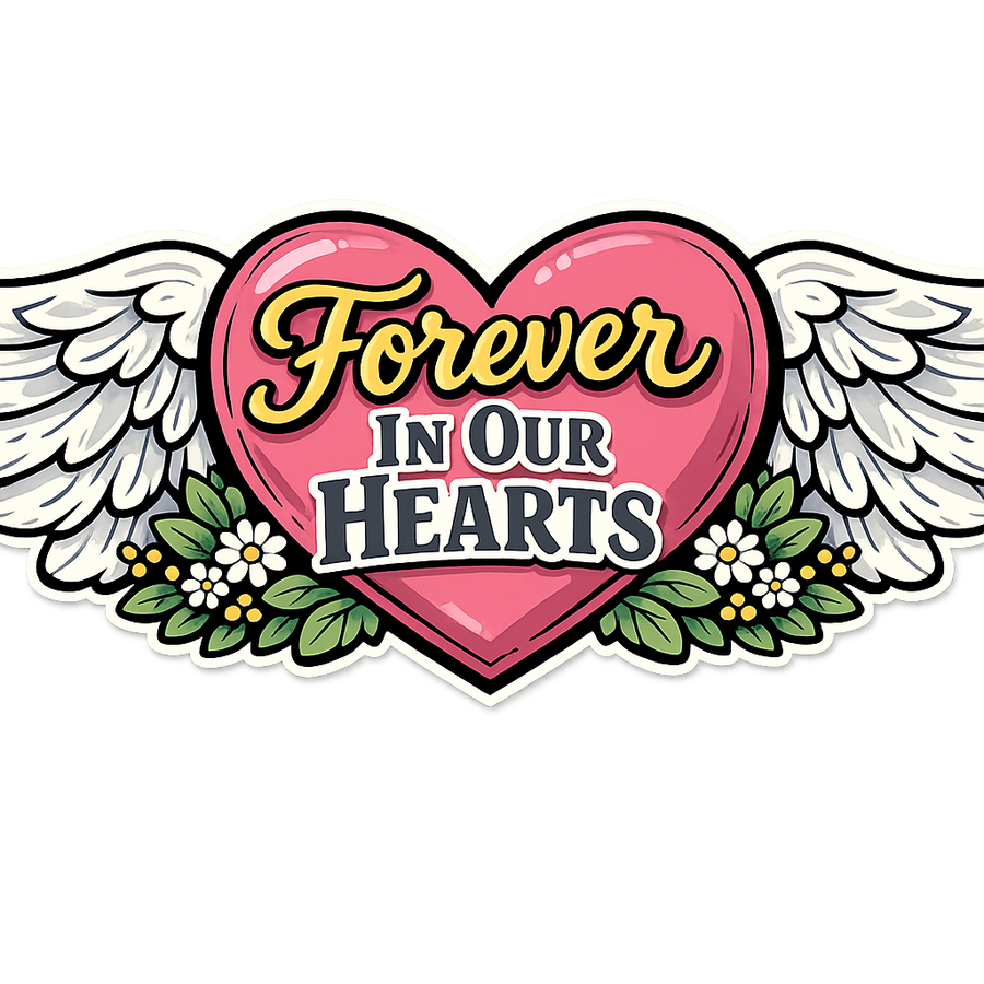 Forever In Our Hearts Wings Memorial 12" Wood Wreath Sign - PS-W-0132