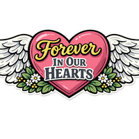 Thumbnail for Forever In Our Hearts Wings Memorial 12" Wood Wreath Sign - PS-W-0132