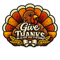 Thumbnail for Give Thanks Turkey Thanksgiving 12" Wood Wreath Sign - PS-W-0135
